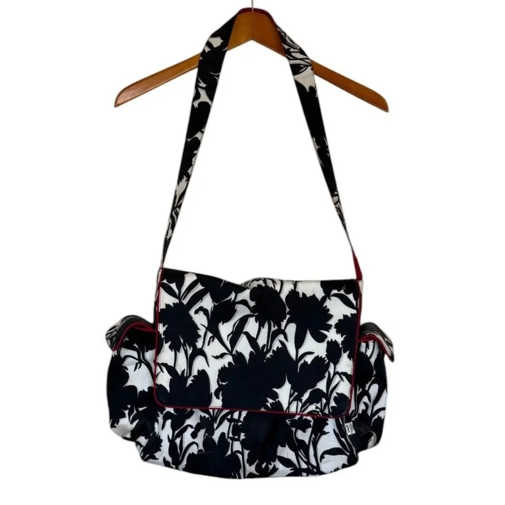 OiOi Australian Diaper Bag Mom Women Baby One Size Black Floral Canvas Messenger